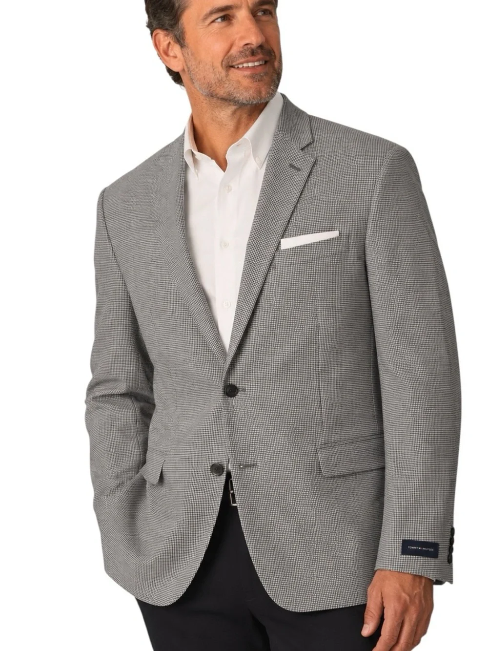 NWOT Tommy Hilfiger Gray Micro Houndstooth Plaid Two-Button Sport Coat Size 50 R
